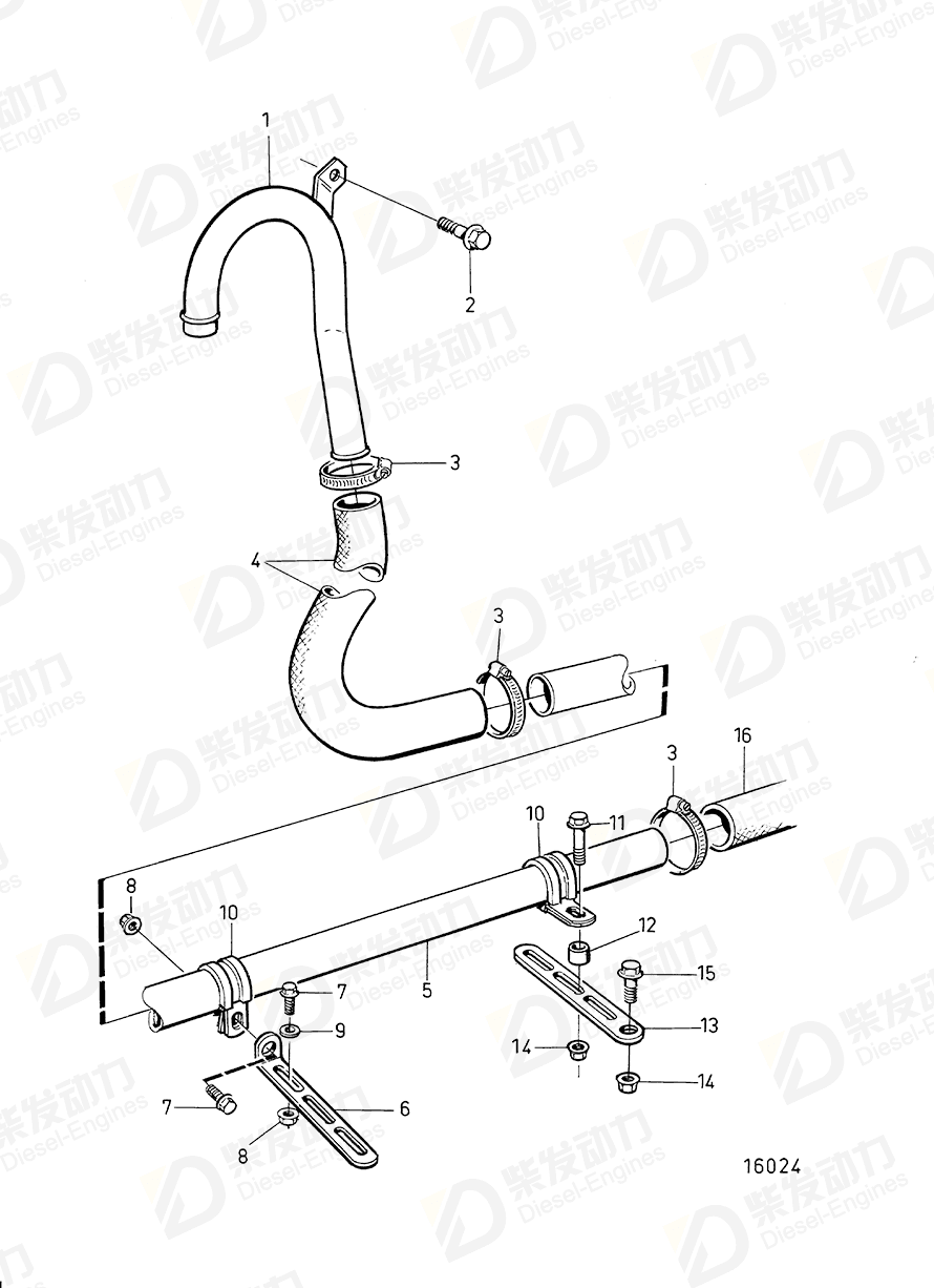 VOLVO Breather pipe 3825294 Drawing